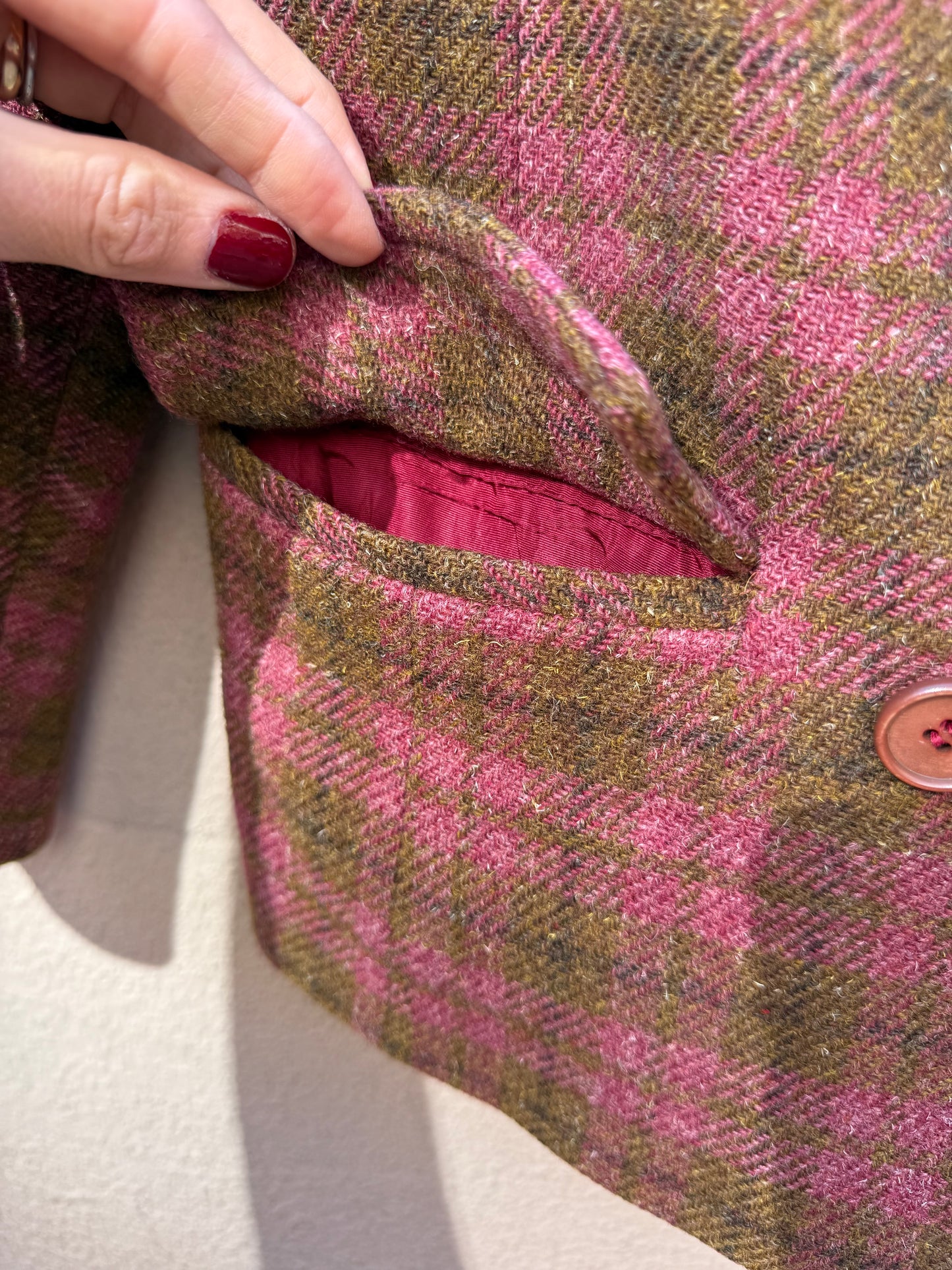 50s/60s Pendleton plaid berry skirt suit