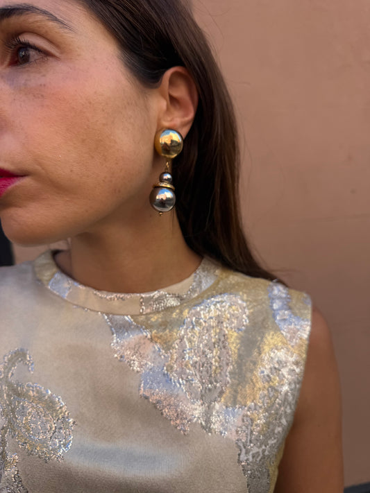 Vintage two tone ball earrings
