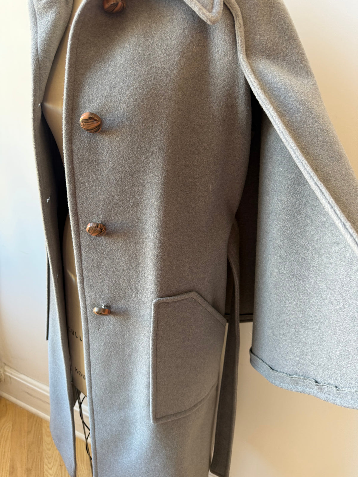 1960s Grey Boil Wool Capelet Coat