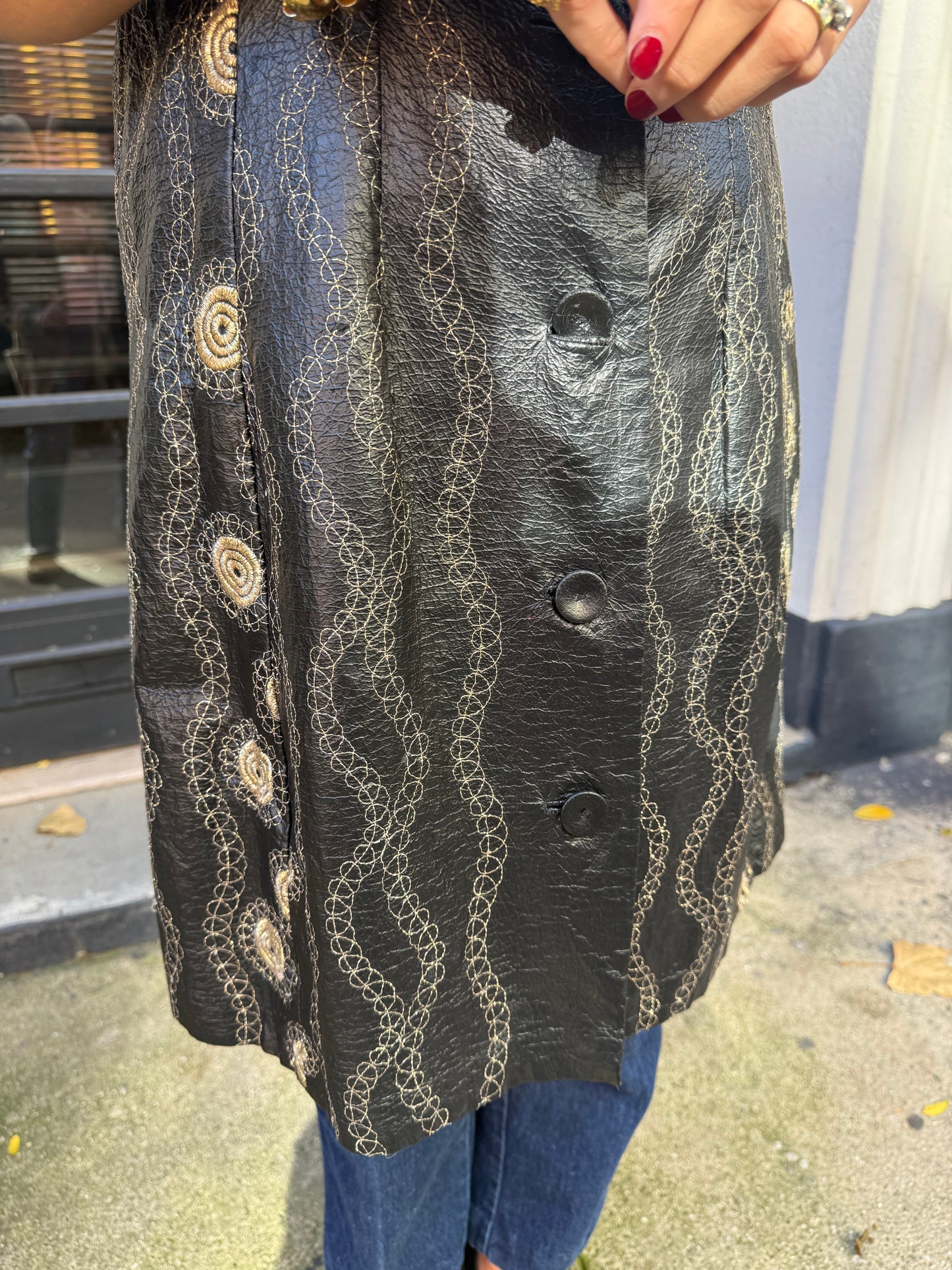 60s Vintage Black Embroidered Vest/Dress