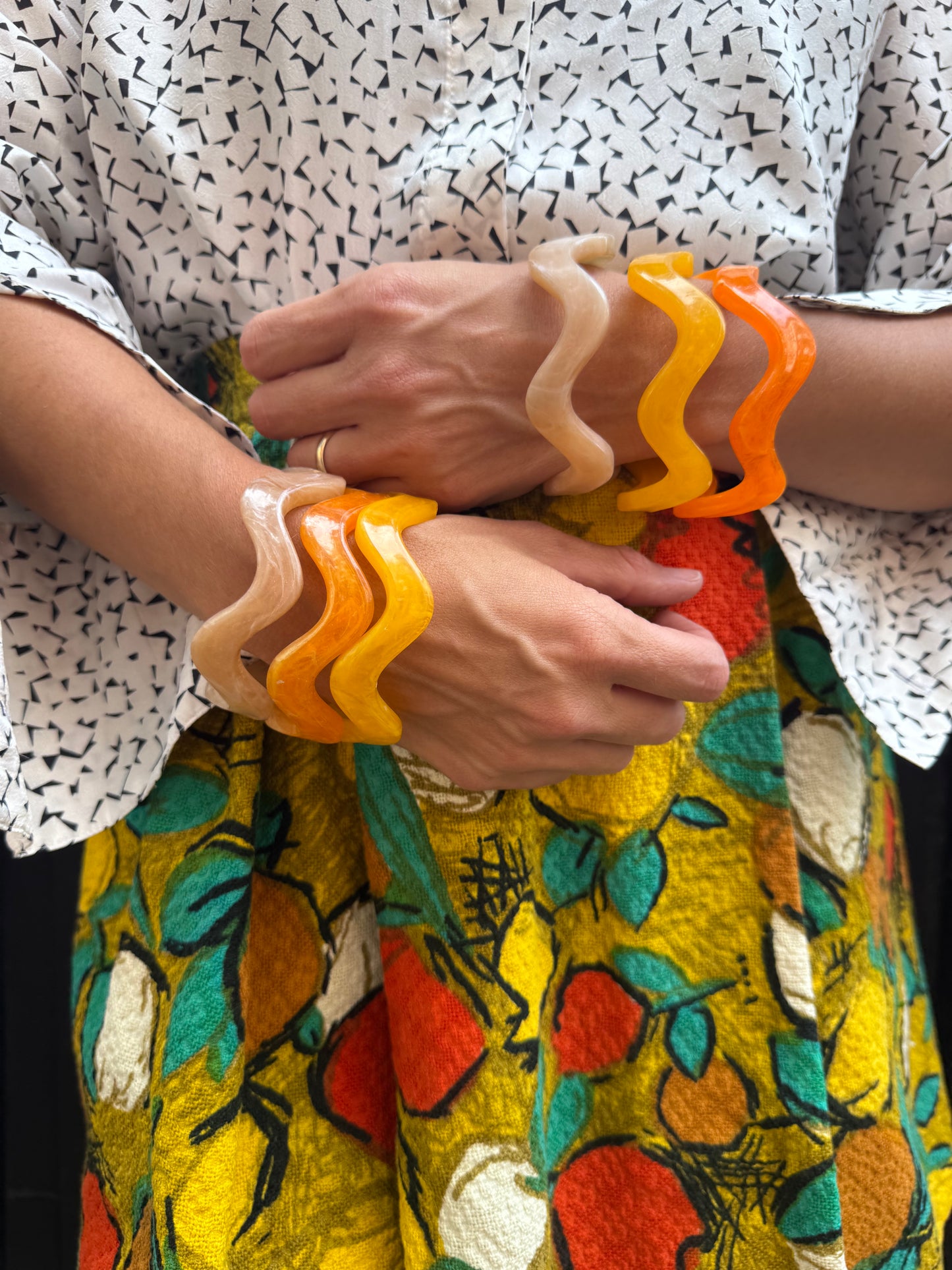 60s Parisian Galalith Swirl Bangles