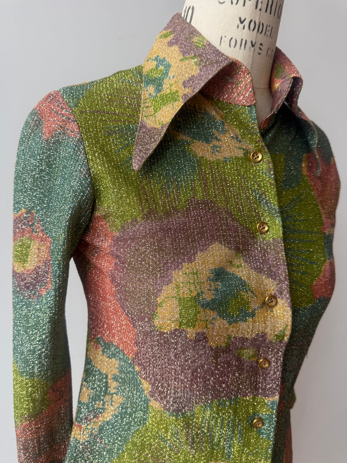 70s multicolored Lurex disco shirt