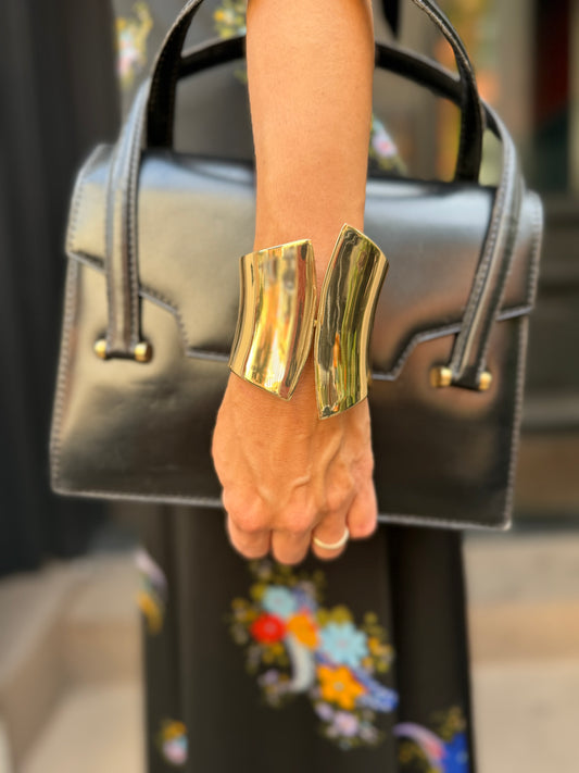 80s/90s French Gold-Toned Architectural Cuff