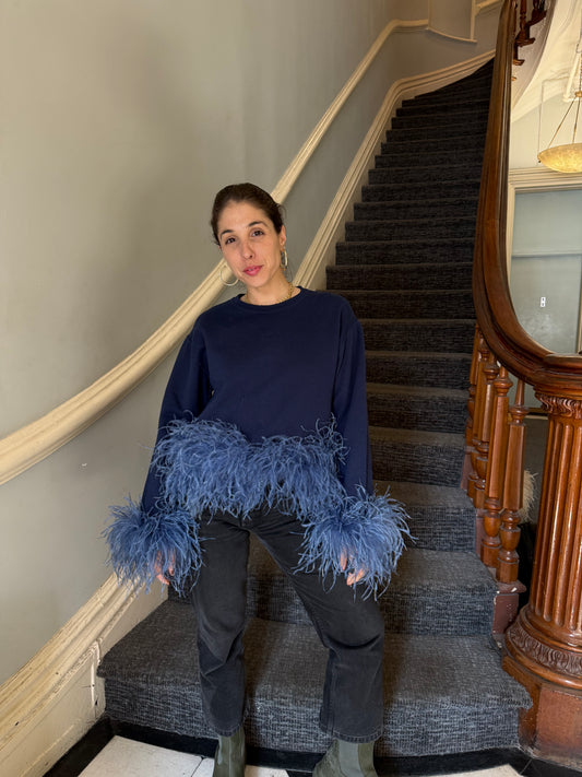 The Coco Feather Sweatshirt - navy & denim