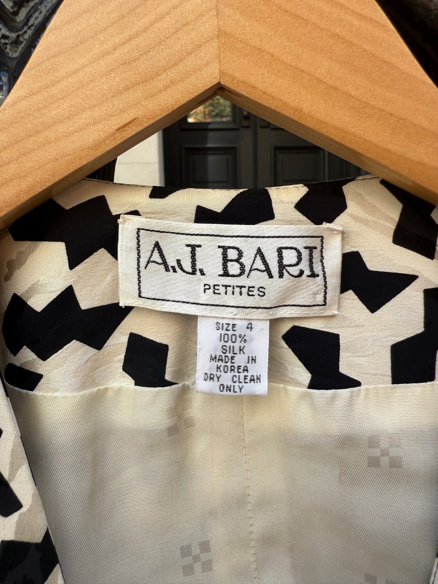 80s Silk Geometric Print Jacket by A.J. Bari