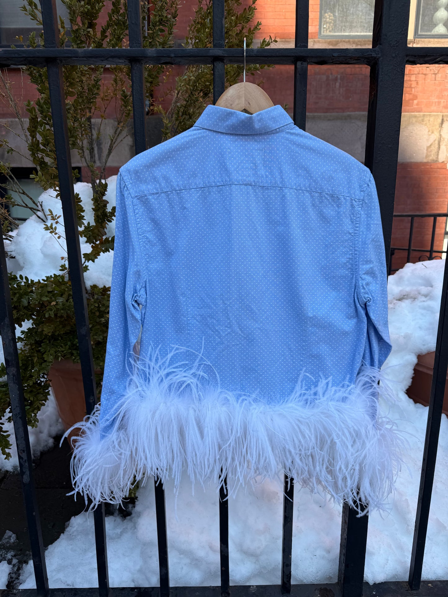 The Colette Feather Shirt - Blue & White