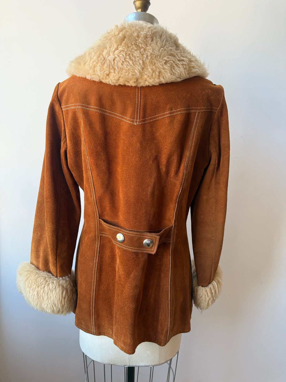 70s "Penny Lane" style Suede Sheepskin Trim Jacket w zipper