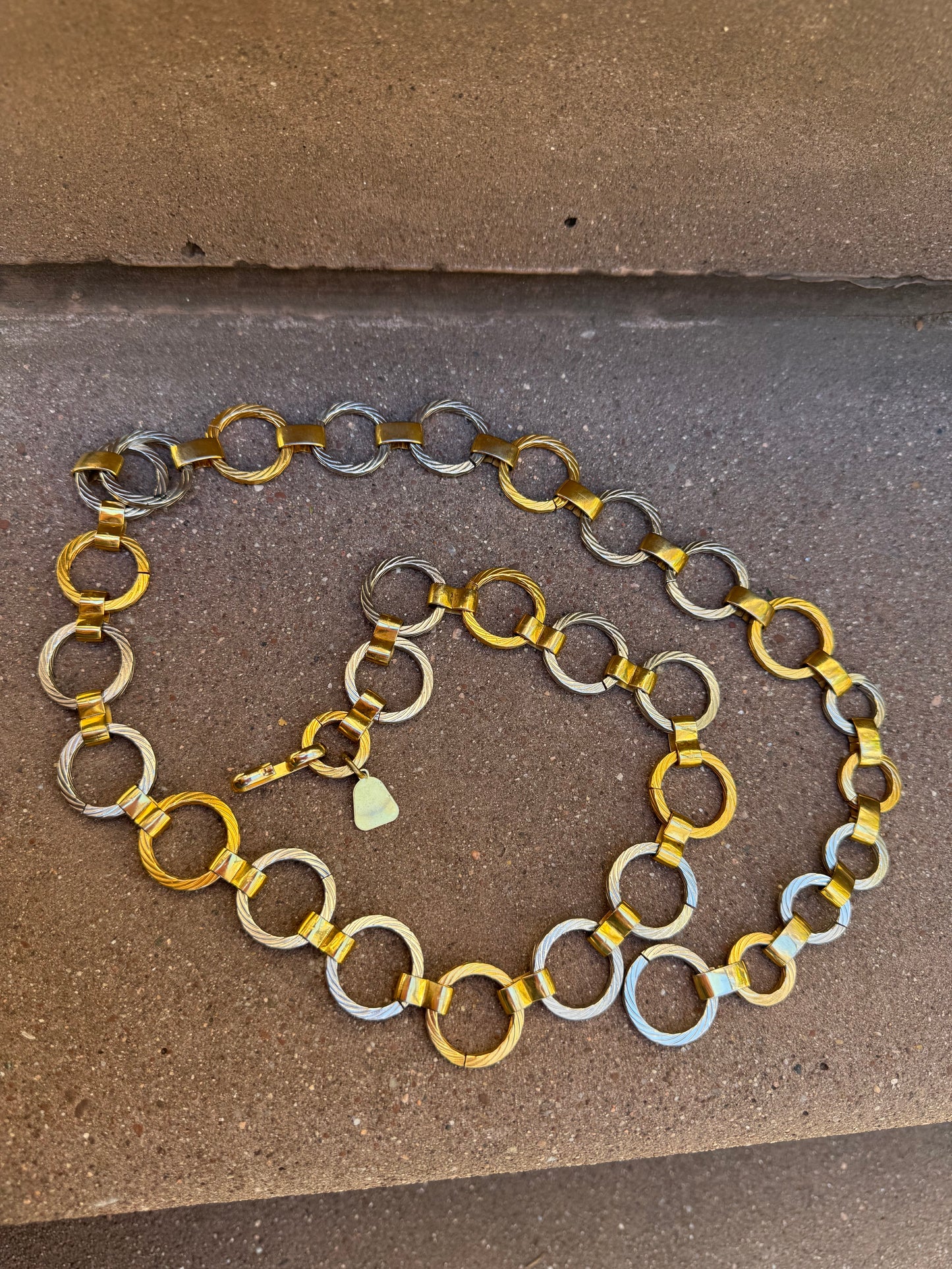 70s/80s gold & silver mixed metal chain belt