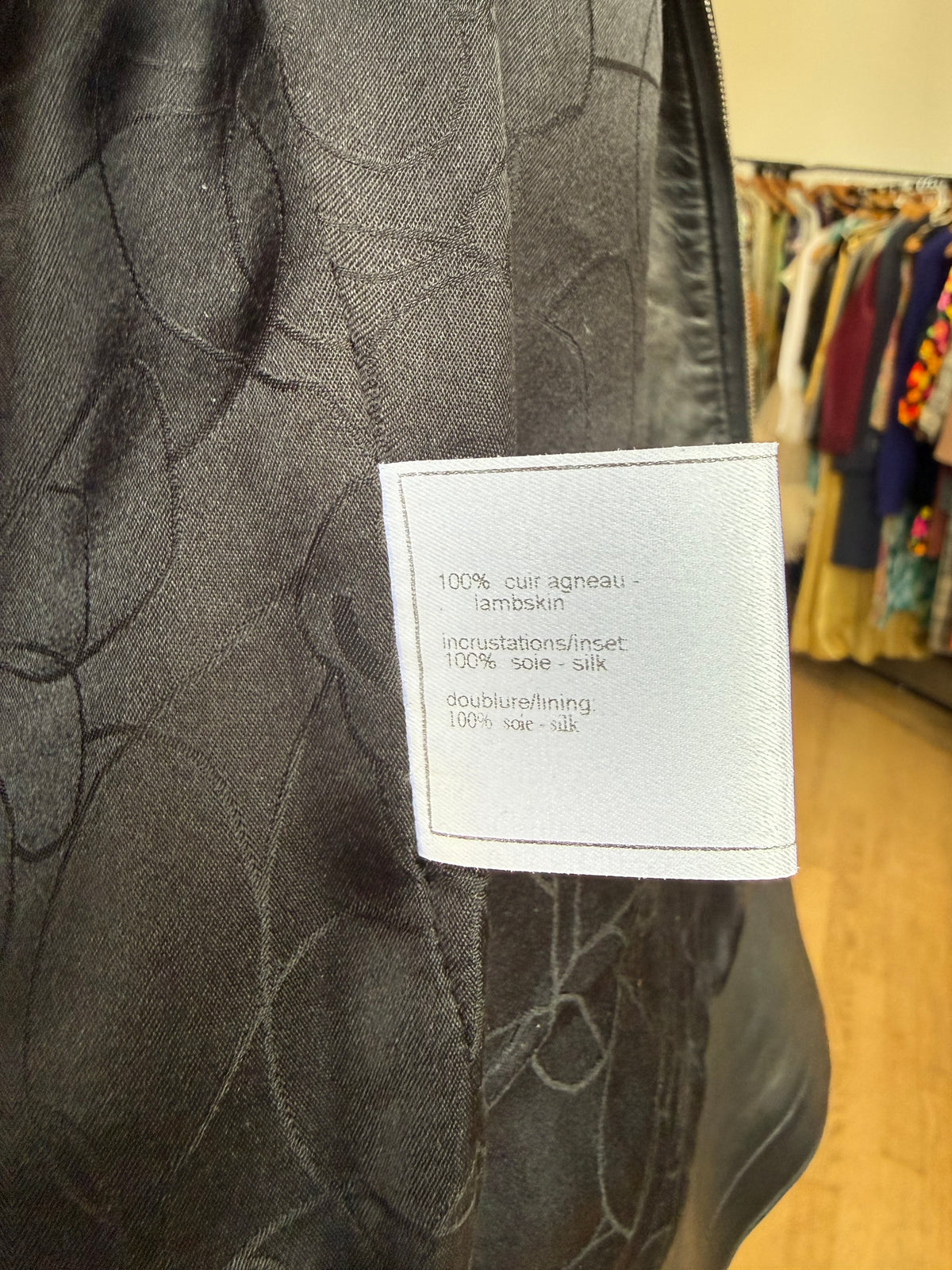2004 Chanel Leather Jacket w Zipper & Silk Trim
