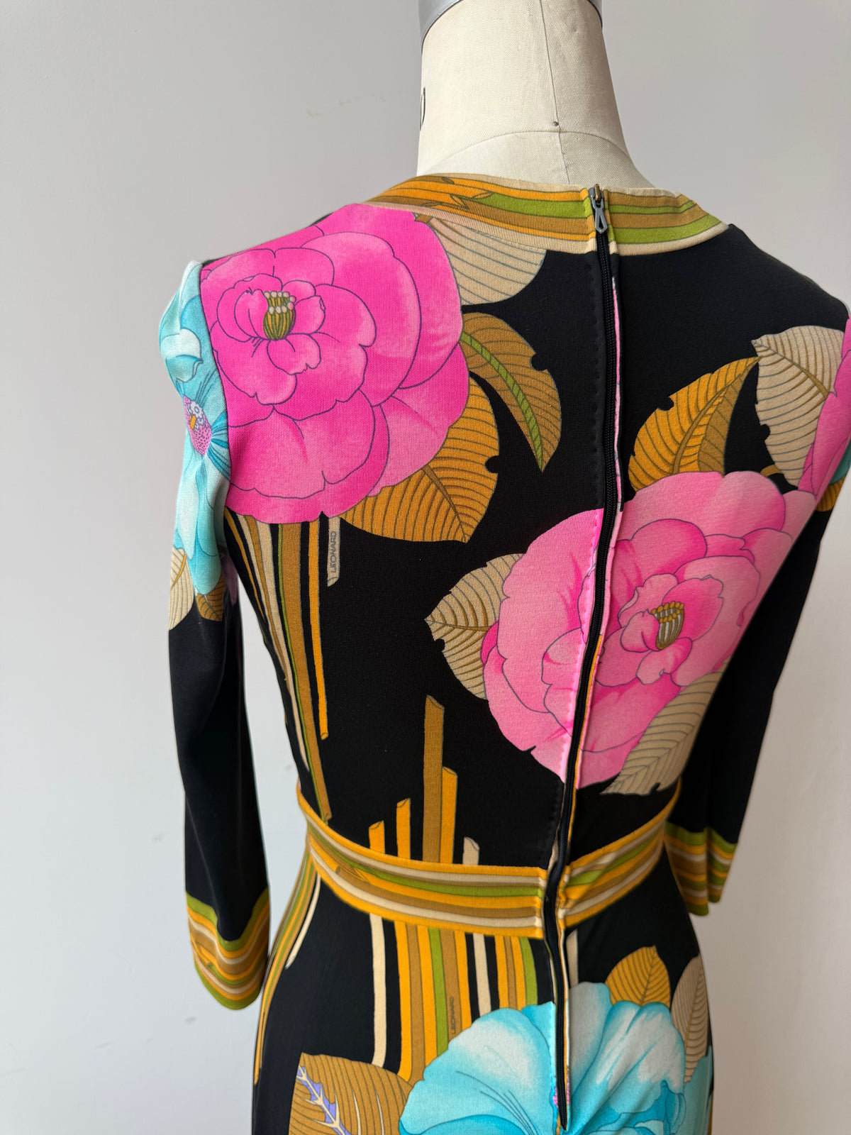 1970s Leonard Silk Jersey Floral Dress