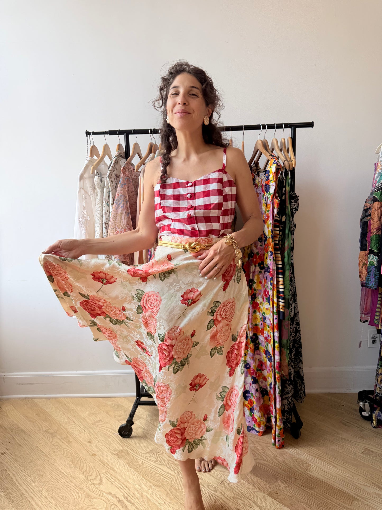 Vintage Silk Gingham Tank