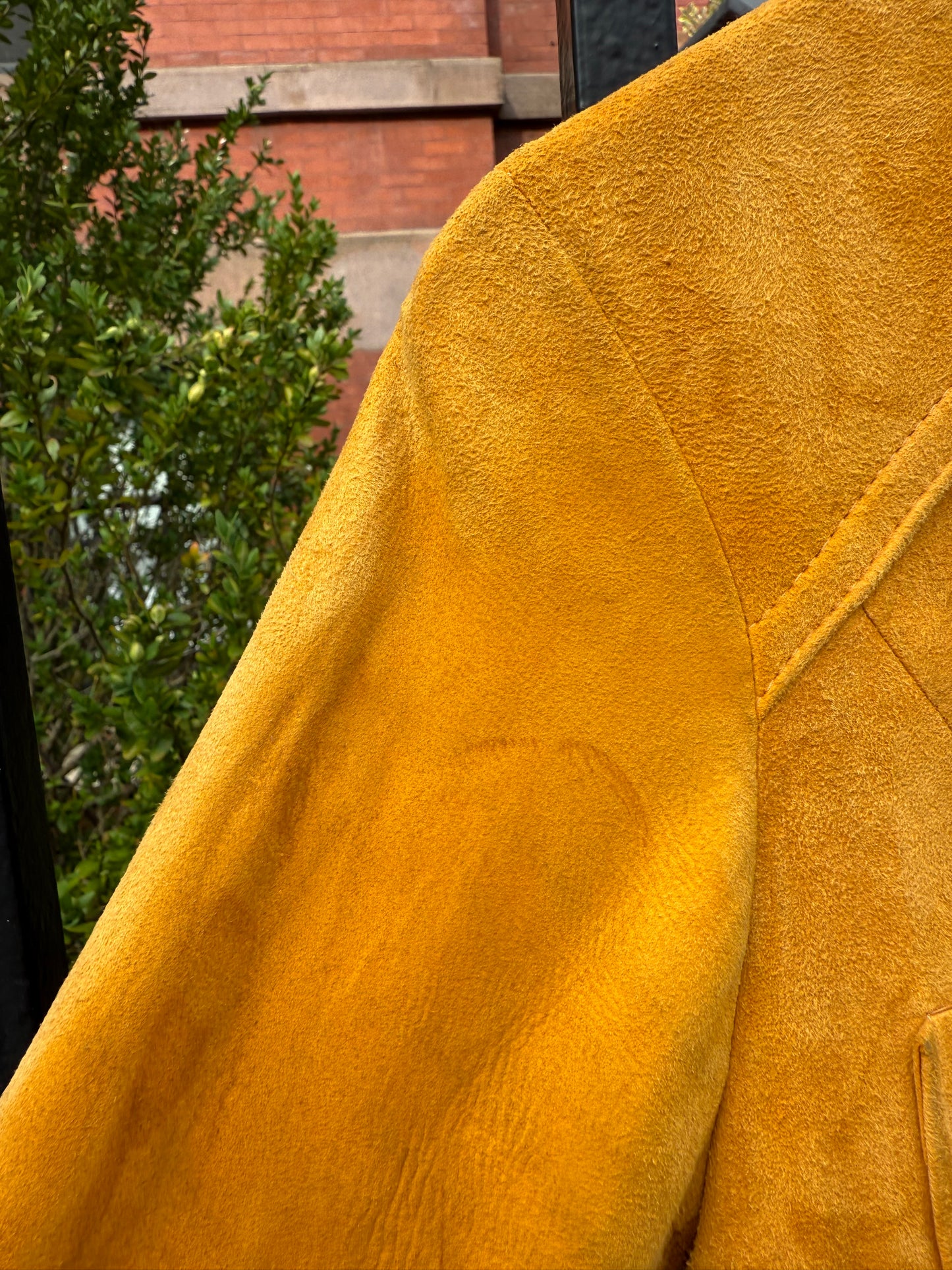 70s Mustard Yellow Sheepskin Suede Dress/Coat
