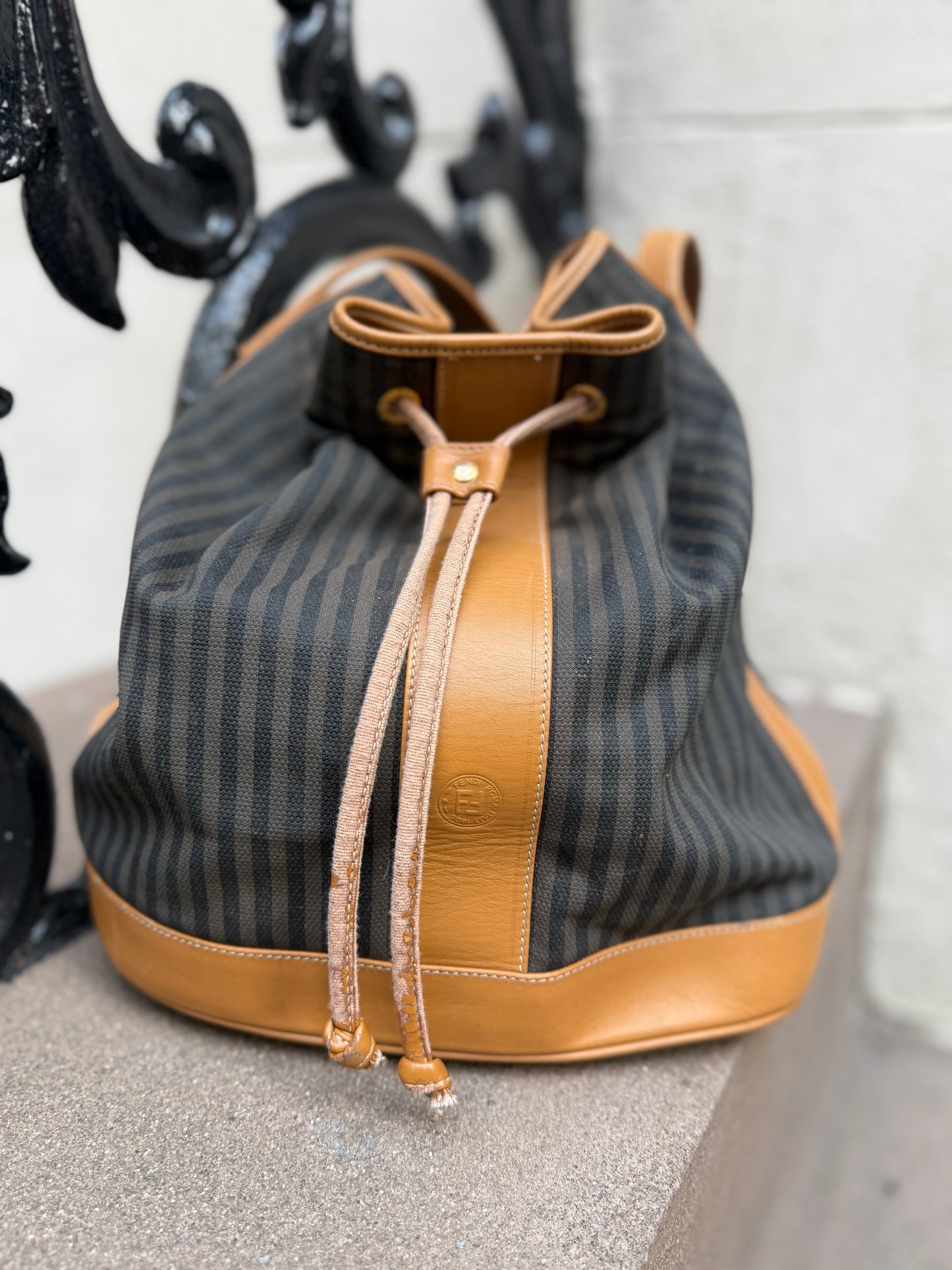 80s Fendi Pequin Stripe Bucket Bag