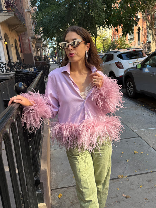 The Colette Feather Shirt - Dusty Pink & Dusty Rose