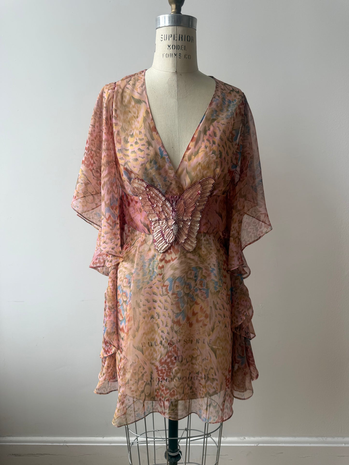 Y2K Vintage Sheer Butterfly Dress