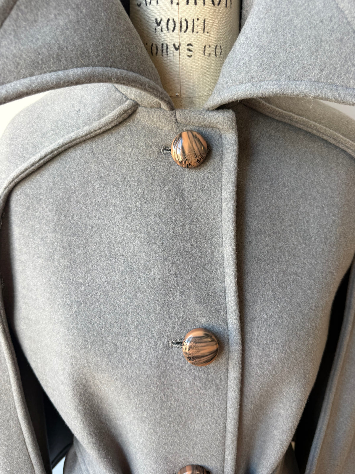 1960s Grey Boil Wool Capelet Coat