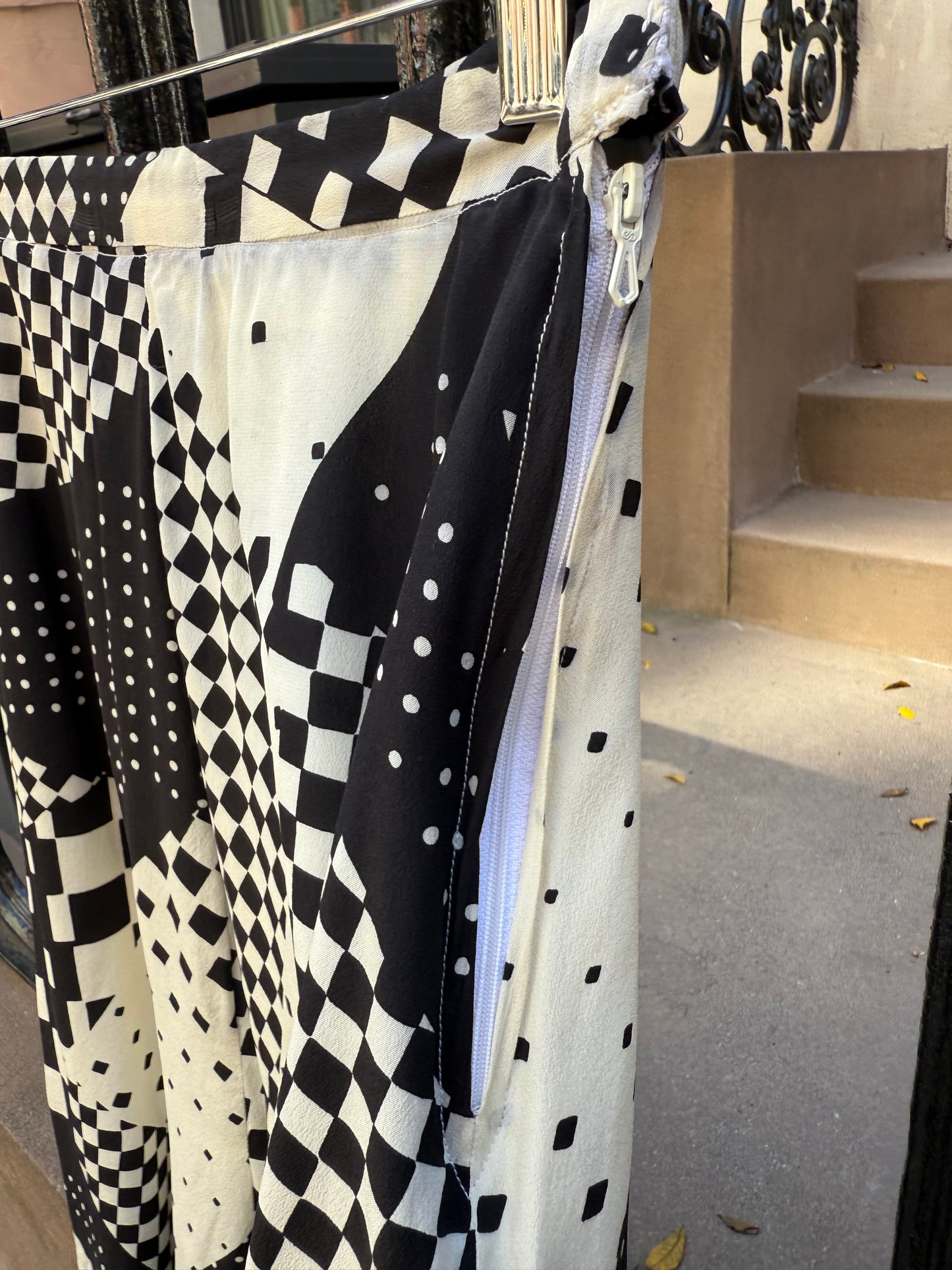 40s Black & White Geometric Printed Skirt