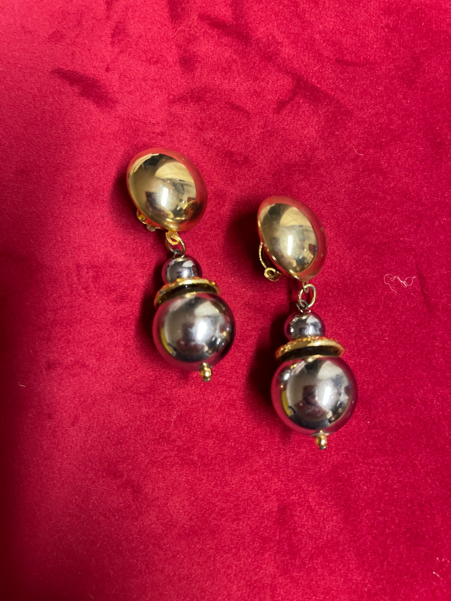 Vintage two tone ball earrings