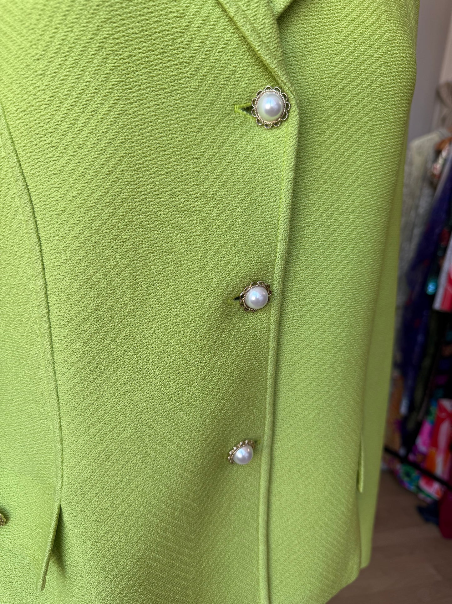 90s St. John Chartreuse Green Knit Blazer