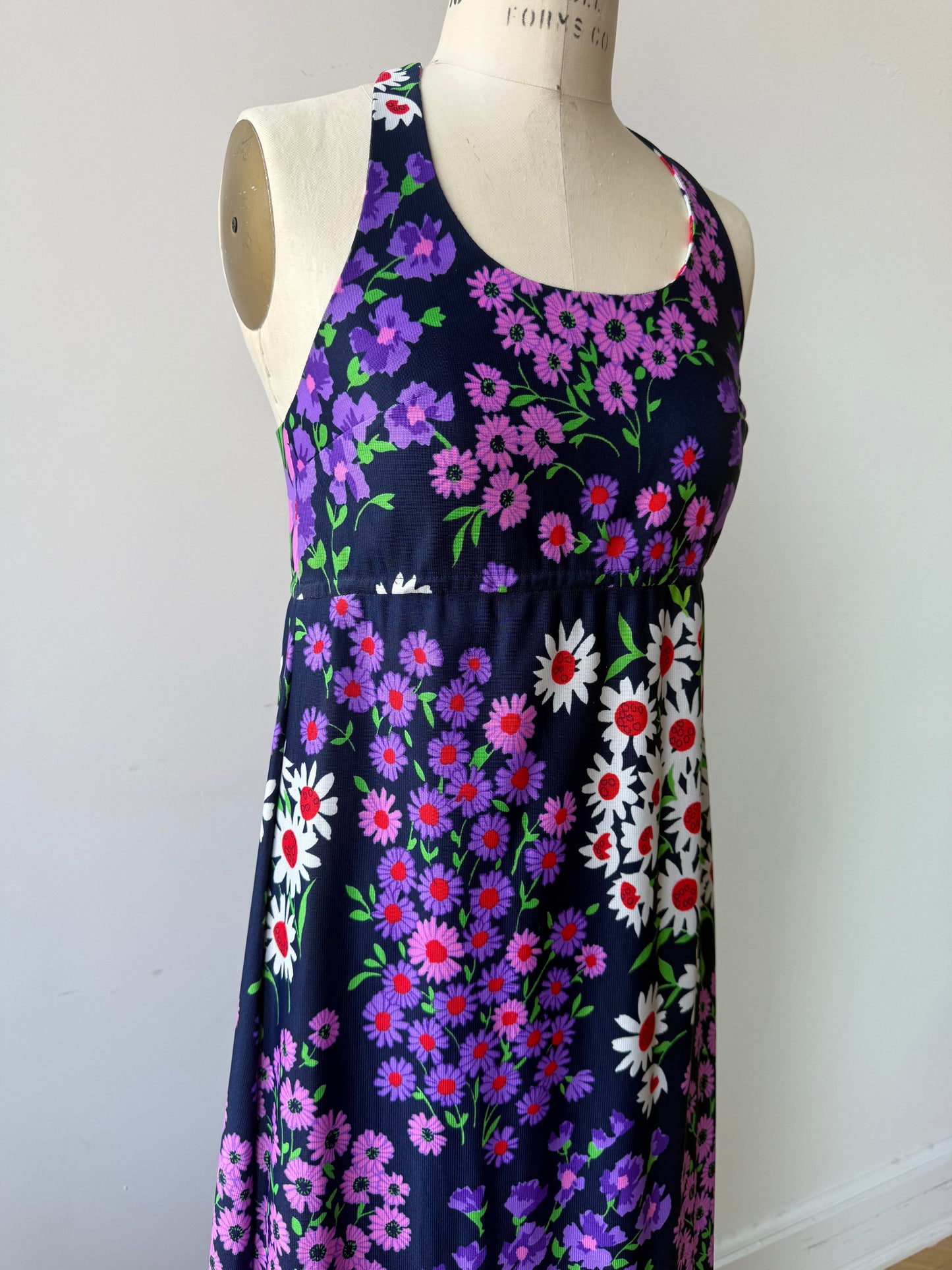 Vintage 70s Garden Racerback maxi Dress