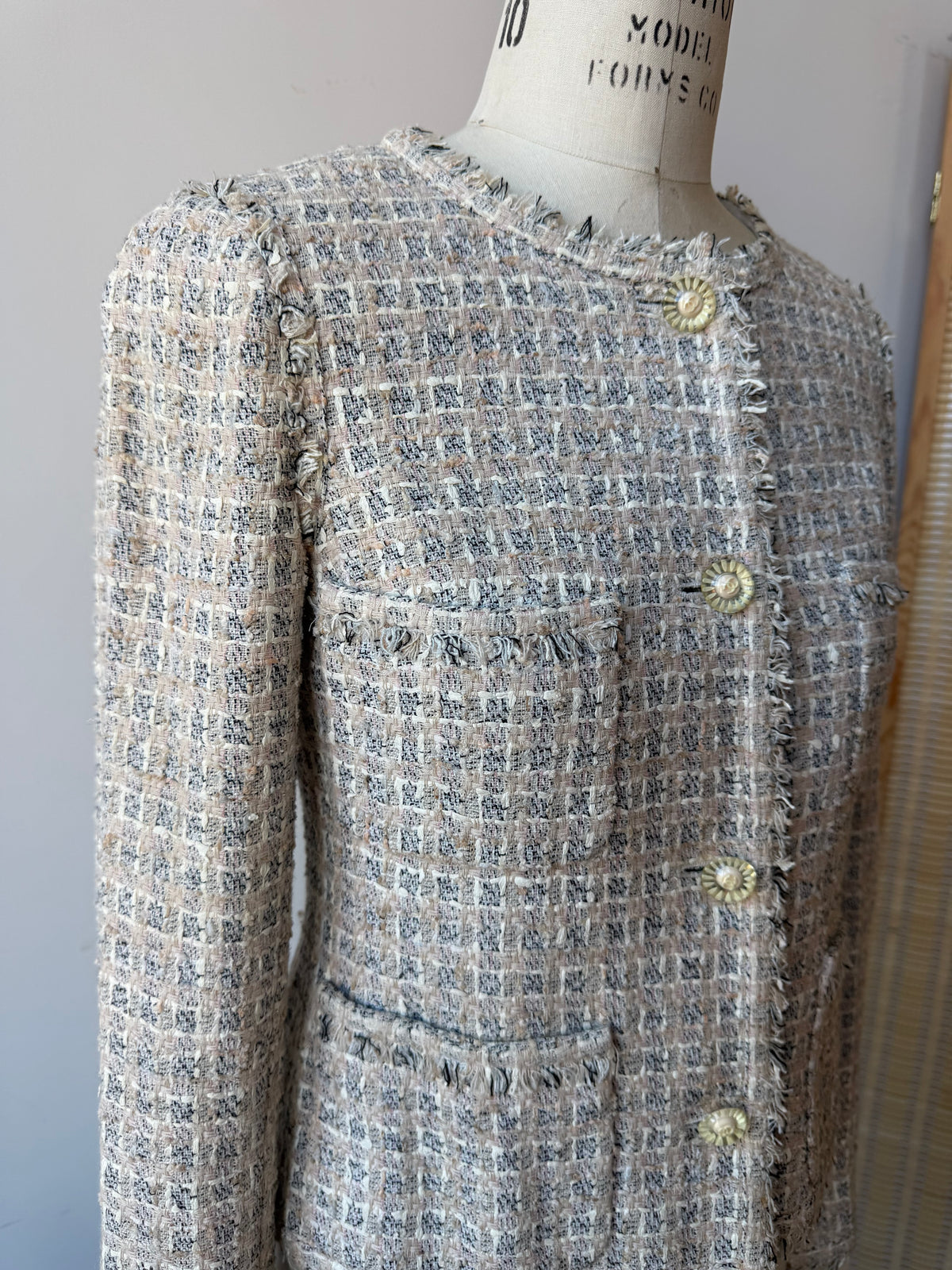 2004 Chanel Spring Cream Tweed Jacket