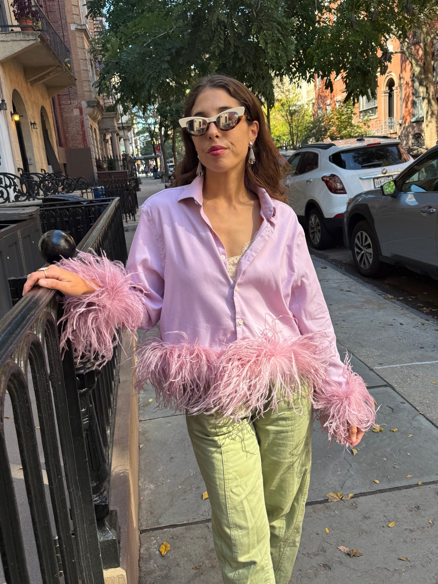 The Colette Feather Shirt - Dusty Pink & Dusty Rose