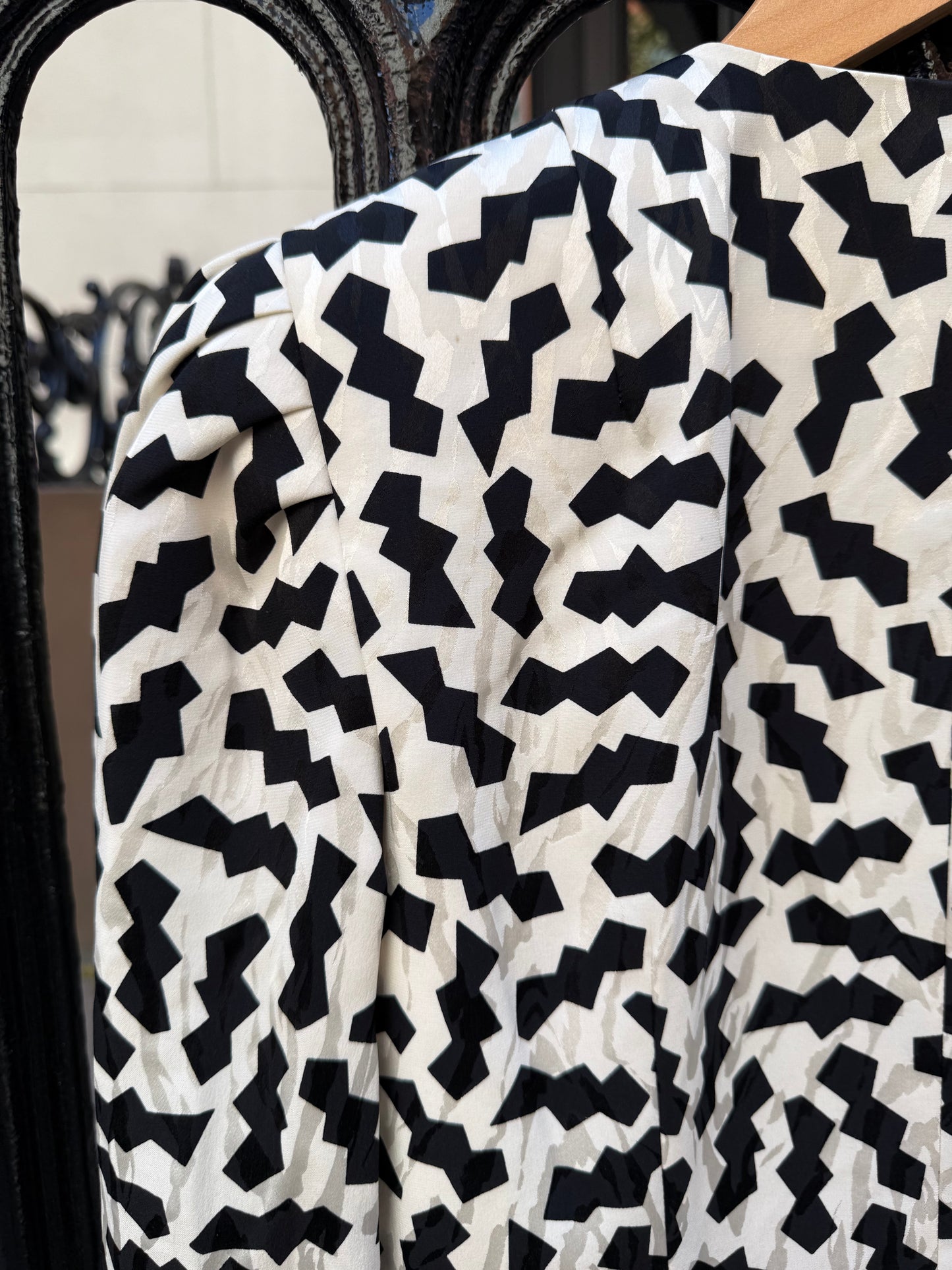 80s Silk Geometric Print Jacket by A.J. Bari