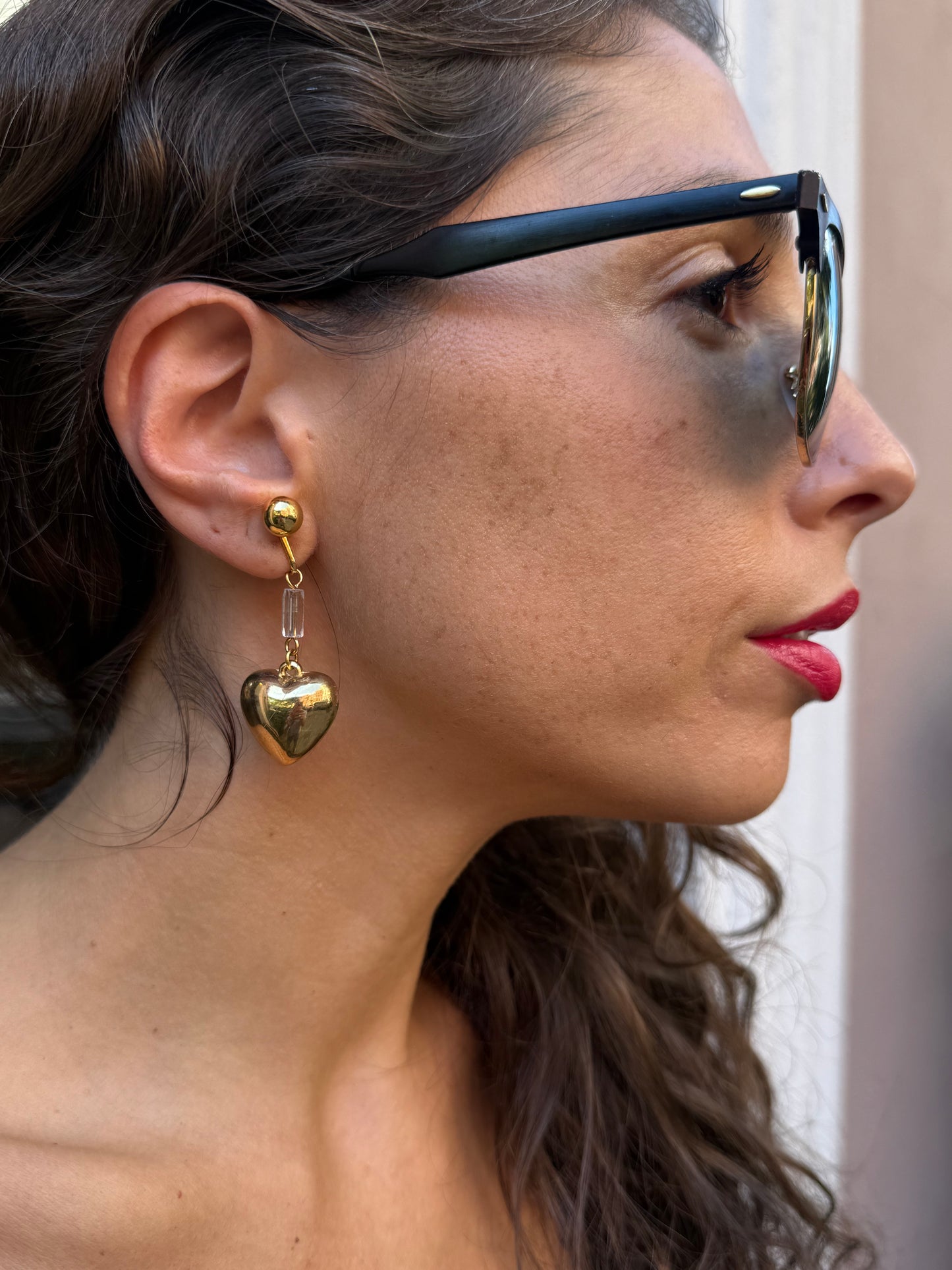 80s Deadstock Gold Heart Drop earrings