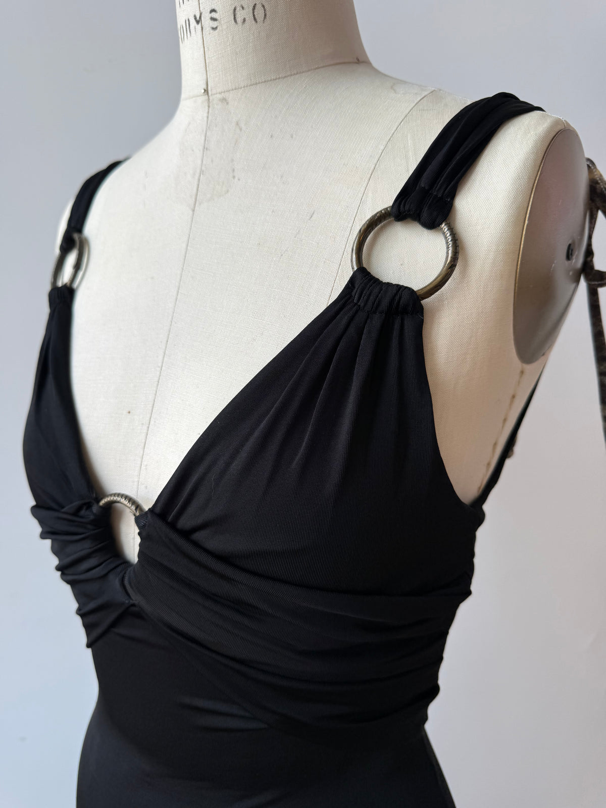 Y2K Cavalli Black Slinky Dress w Leopard bow details