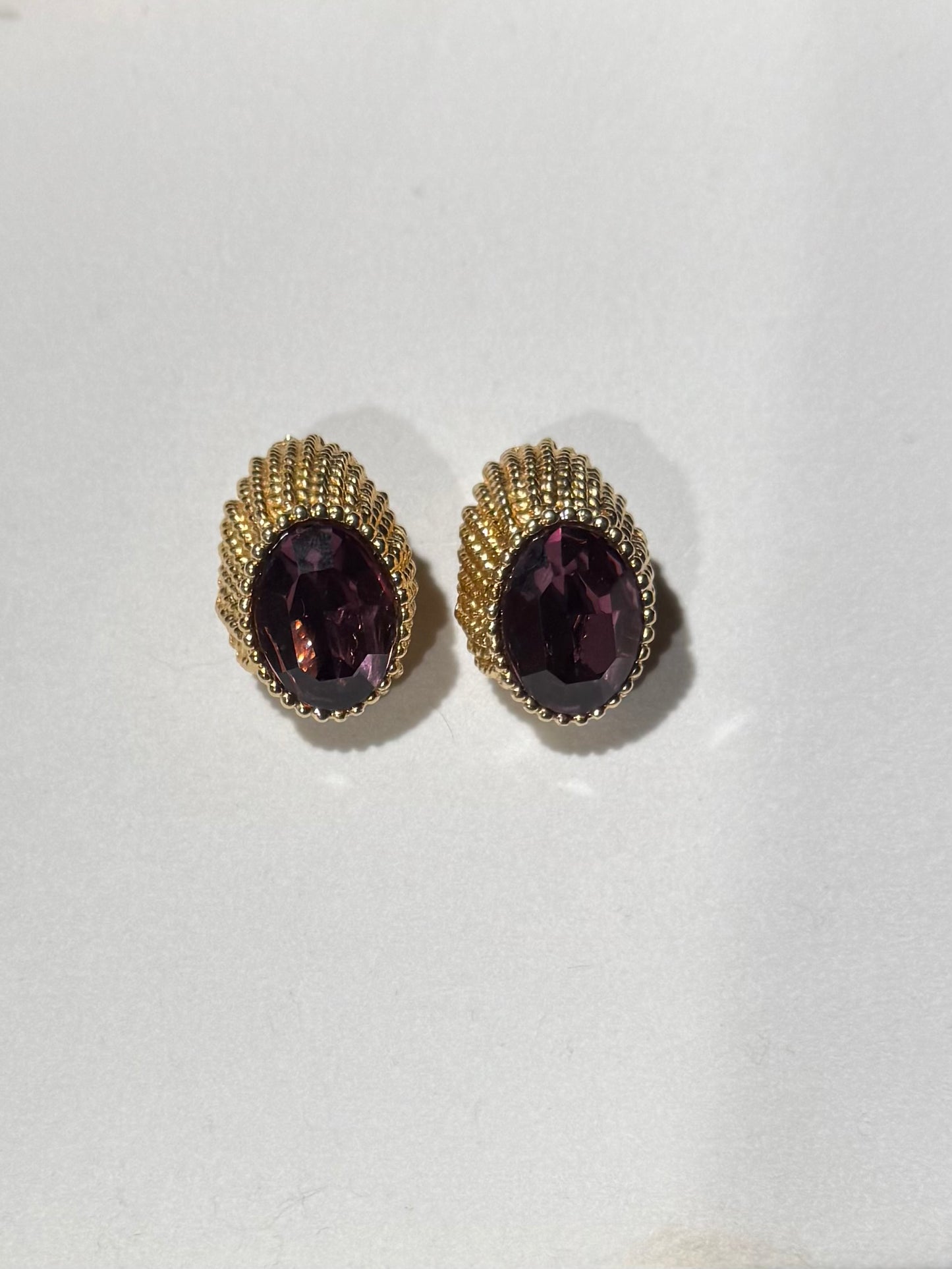 Vintage Napier Gold Plated Amethyst Glass Crystal