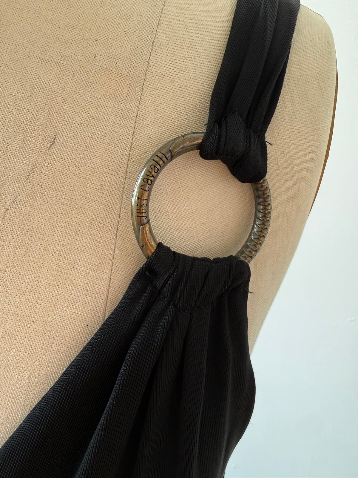 Y2K Cavalli Black Slinky Dress w Leopard bow details