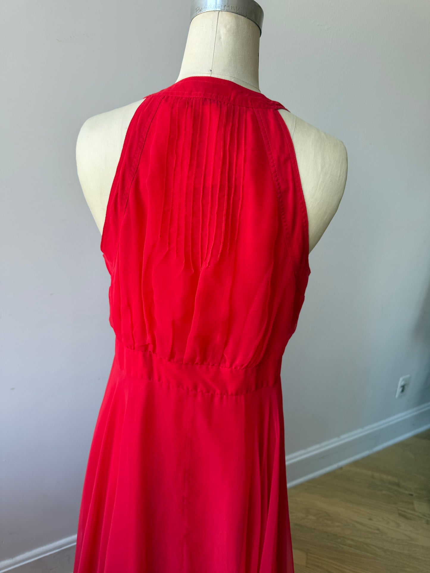 60s/70s Vogue Paris Red Chiffon Gown