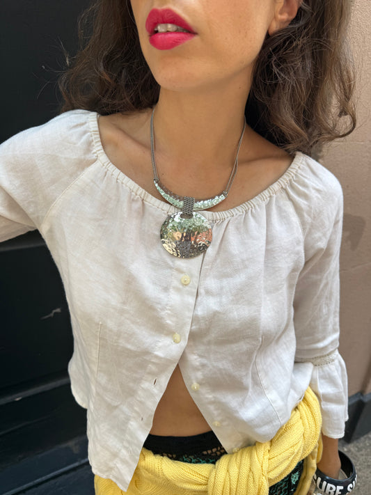 Vintage Hammered Silvertone Necklace