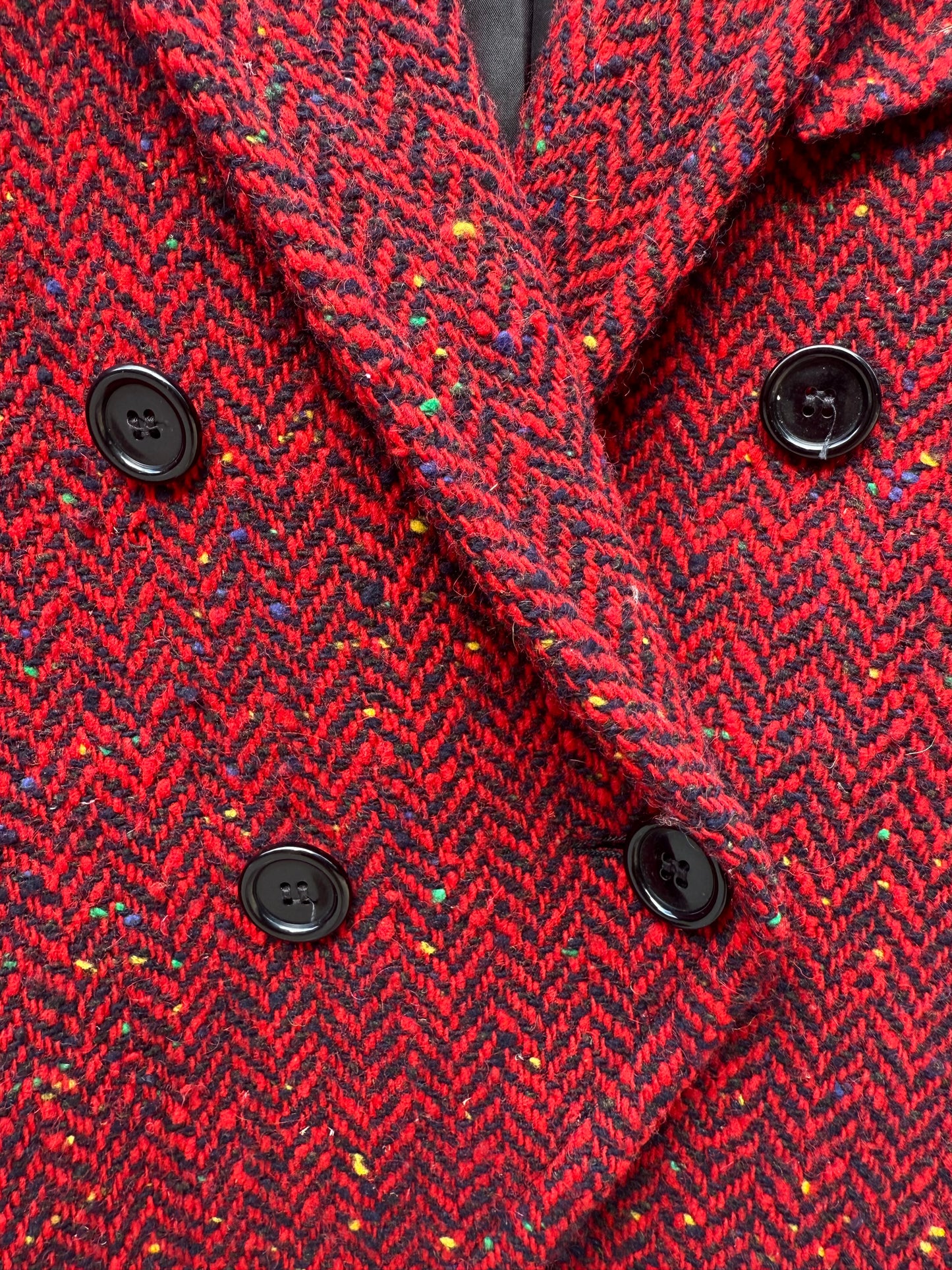 80s Guy Laroche Red Herringbone Tweed Jacket