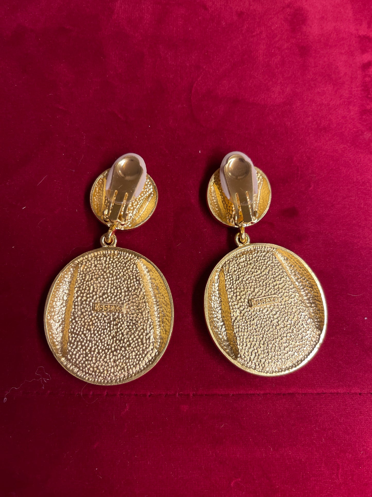 80s Deadstock Essex Paris Black & Gold Statement Earrings