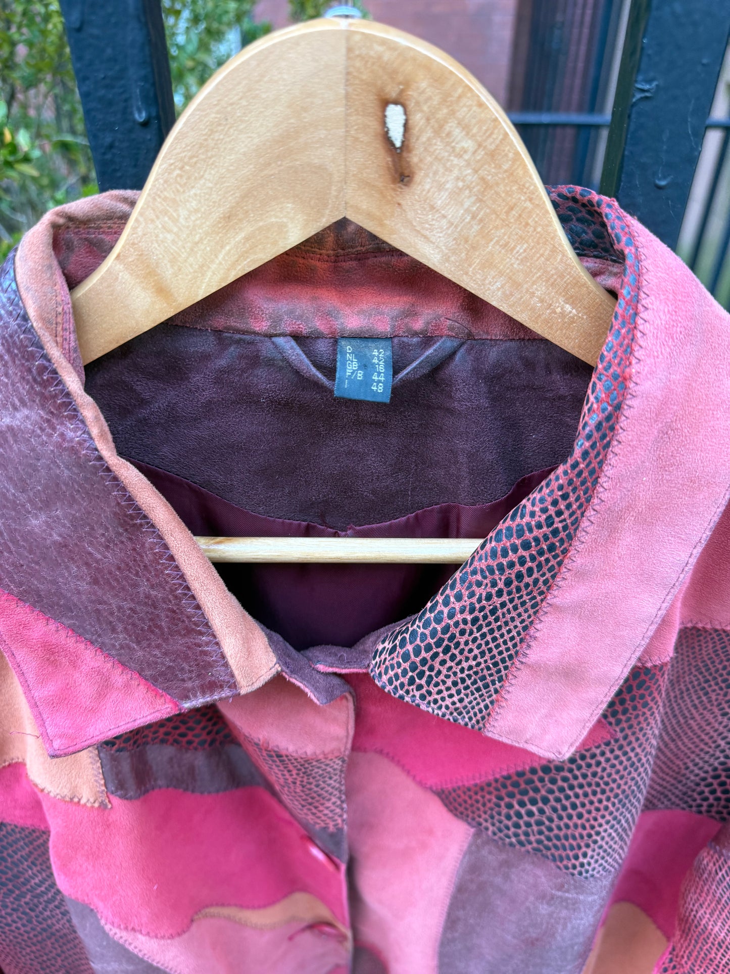 70s Red Patchwork Leather Jacket