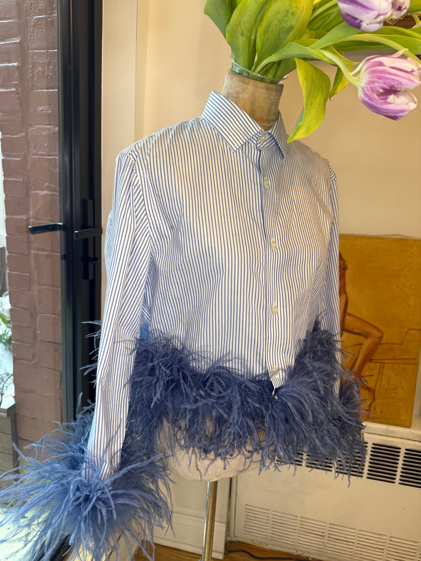 The Colette Feather shirt - pinstripe & denim