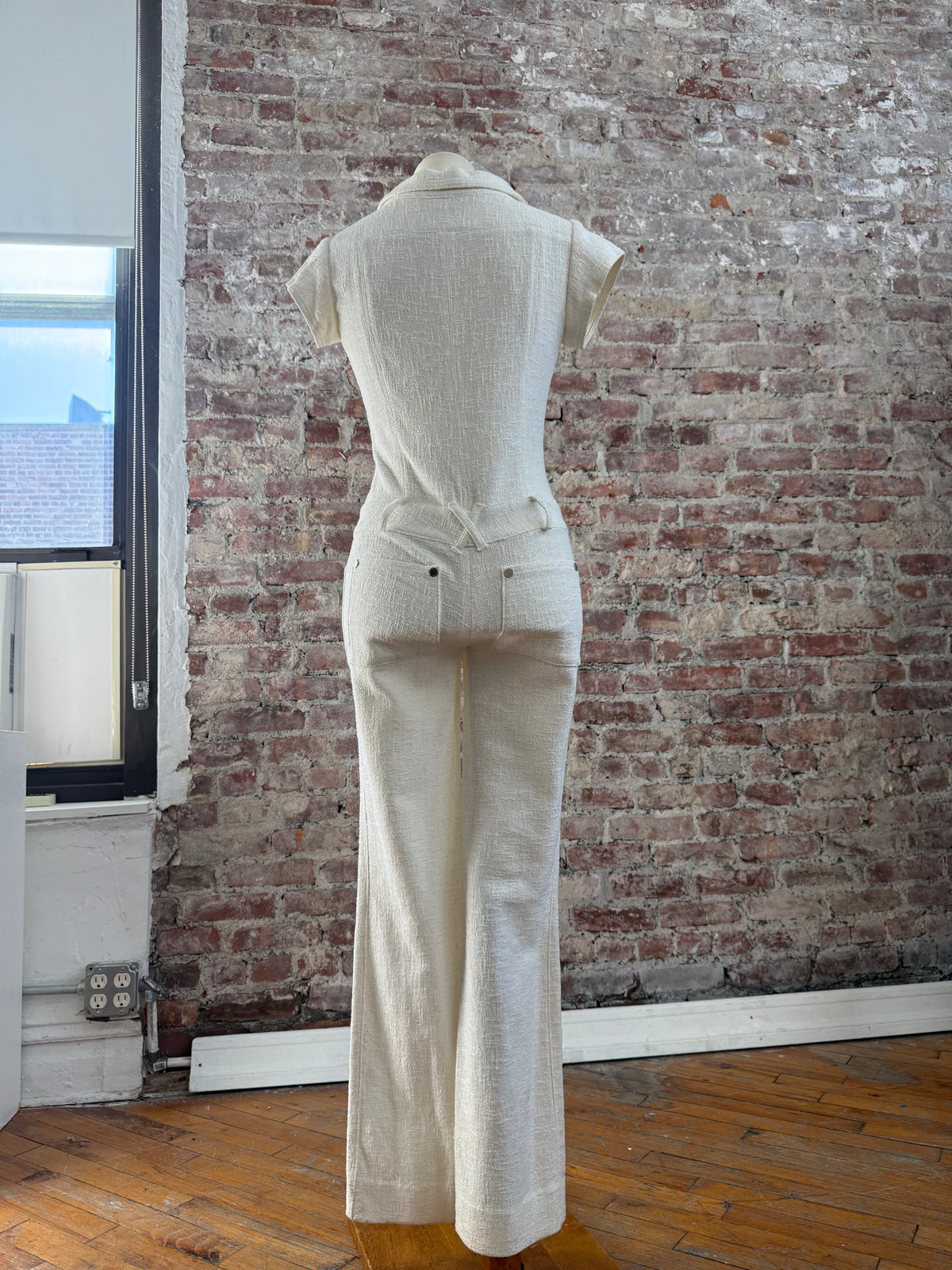 2007 Chanel Cruise Runway Collection White Lace Up Cotton Jumpsuit