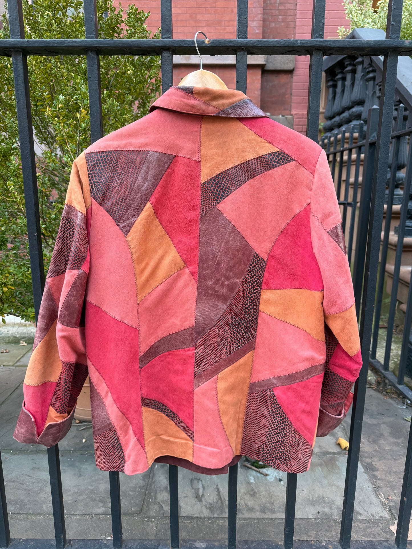 70s Red Patchwork Leather Jacket