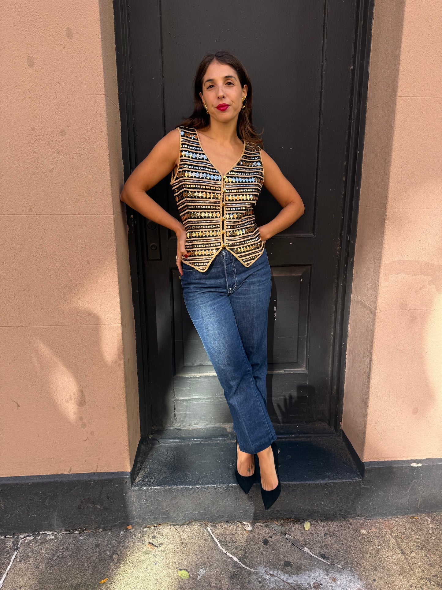 90s St John Gold Embellished Vest