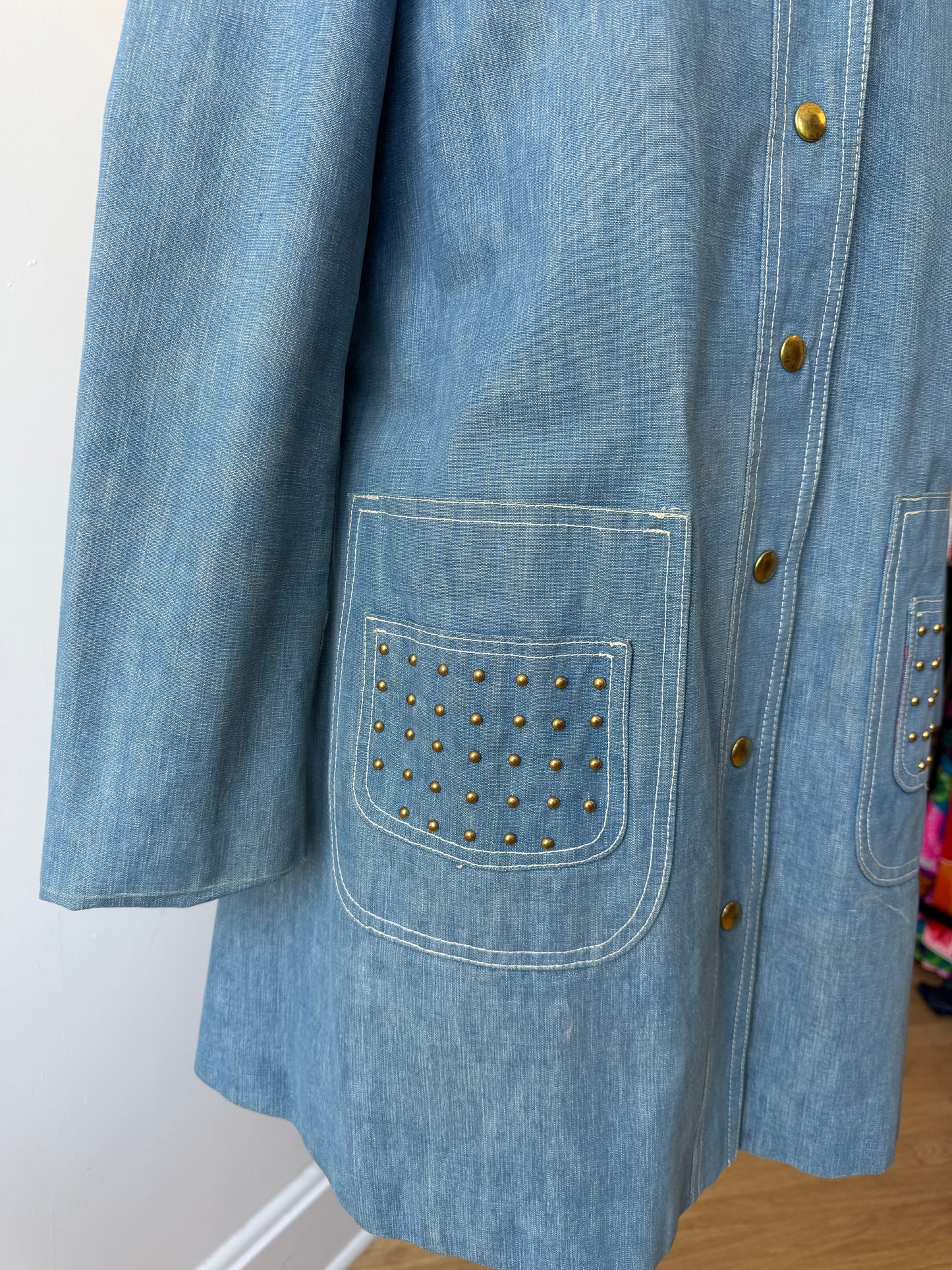 60s/70s Rovercoat Studded Denim Coat