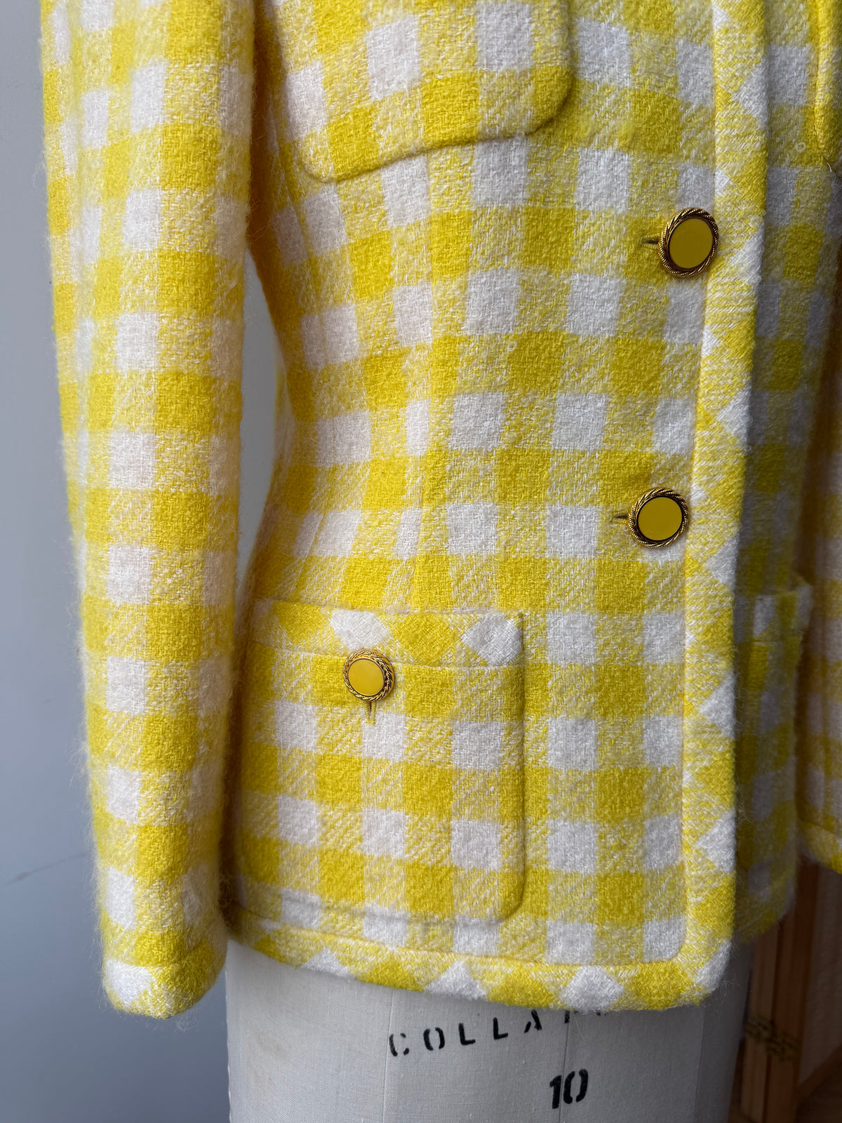 Vintage Escada Yellow check wool blazer
