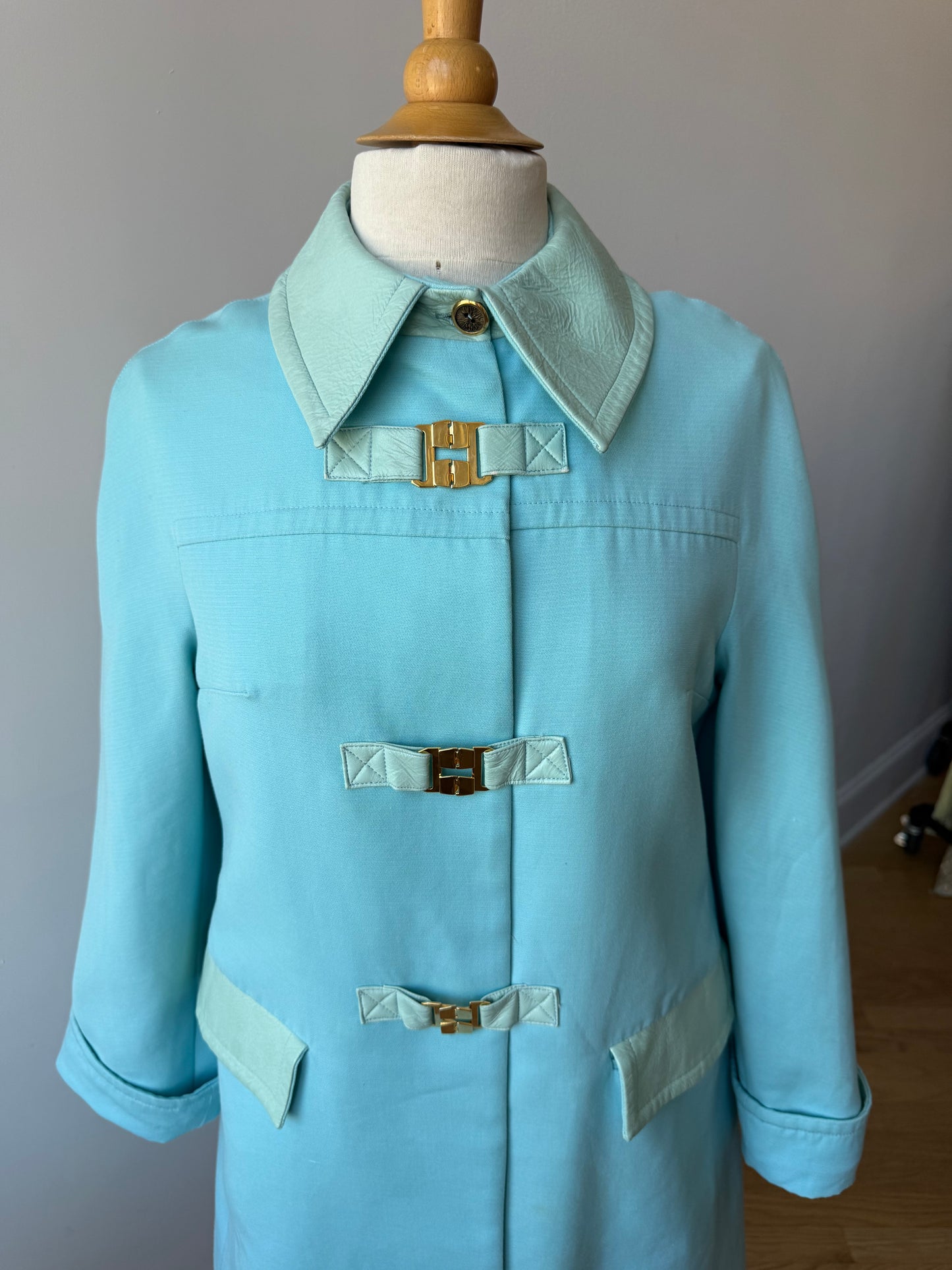 Vintage 1960s French Baby Blue Coat, Mod Era