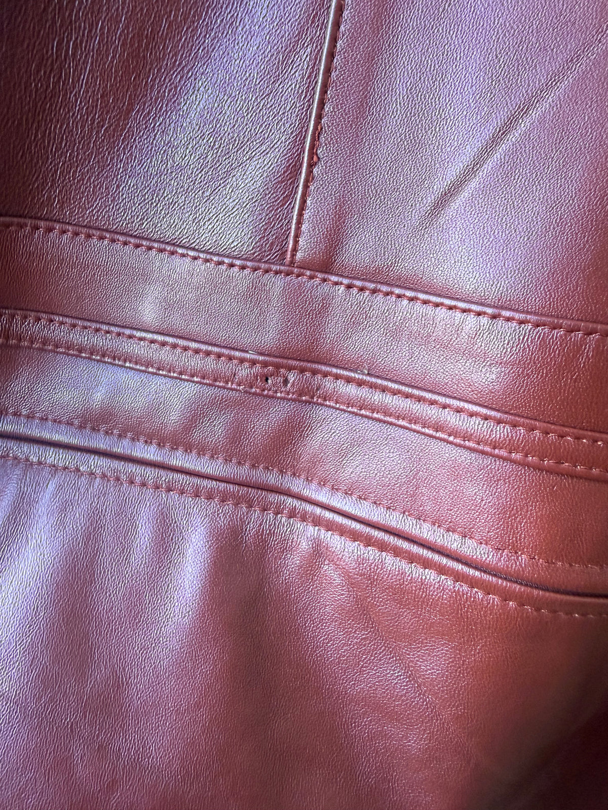 90s/Y2K Leather Trench with Dyed Fox Fur Collar & Cuffs