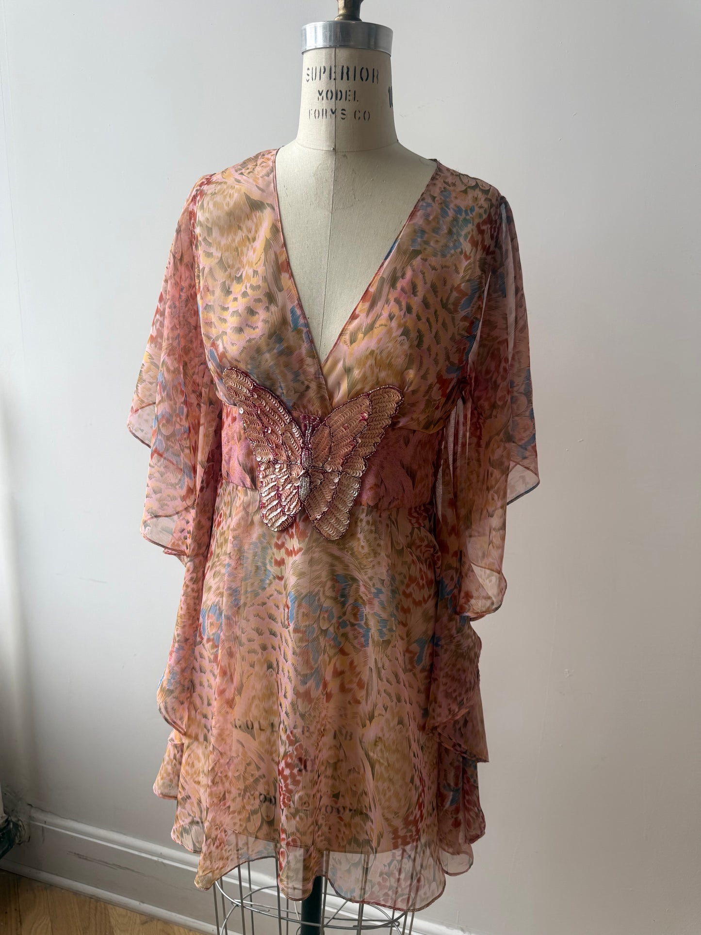 Y2K Vintage Sheer Butterfly Dress