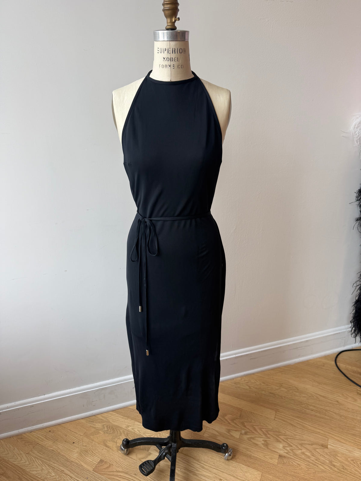 90s Gianfranco Ferre Black Halter Dress