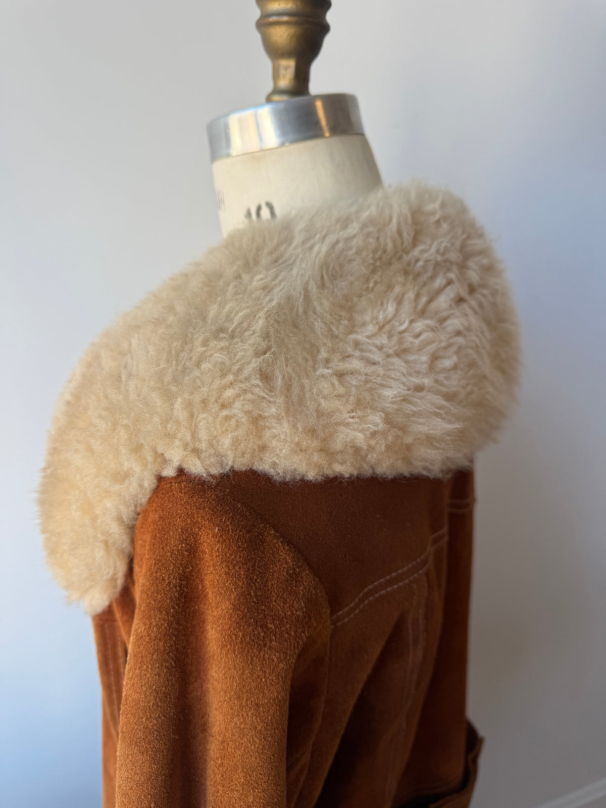 70s "Penny Lane" style Suede Sheepskin Trim Jacket w zipper