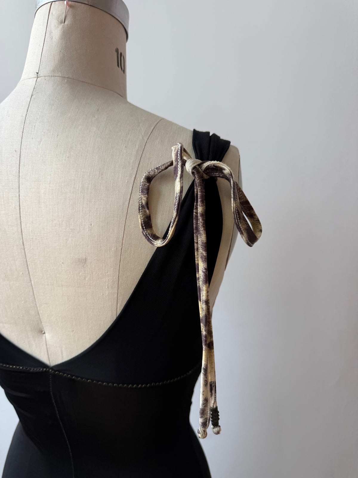 Y2K Cavalli Black Slinky Dress w Leopard bow details