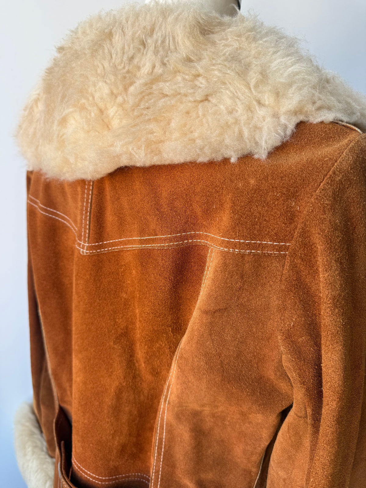 70s "Penny Lane" style Suede Sheepskin Trim Jacket w zipper