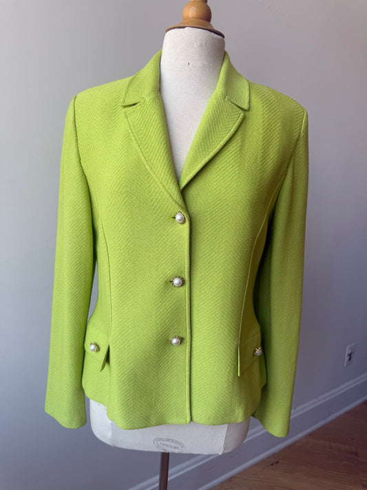 90s St. John Chartreuse Green Knit Blazer